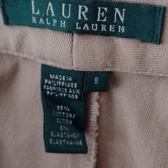 Lauren Ralph Lauren Dress Pants Womens Size 8 Tan Flat Front Zip Pockets Stretch - Picture 4 of 16